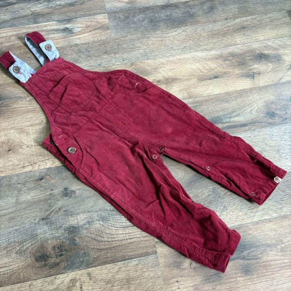 Me & Henry 6-9M Dark Brick Red Corduroy Overalls Classic Preppy Fall Winter
